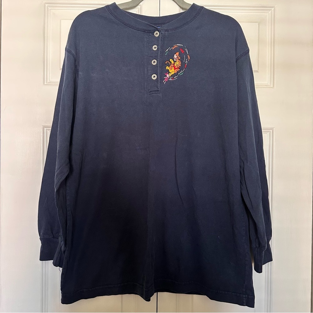 Vintage Pooh Button Long-Sleeve Top